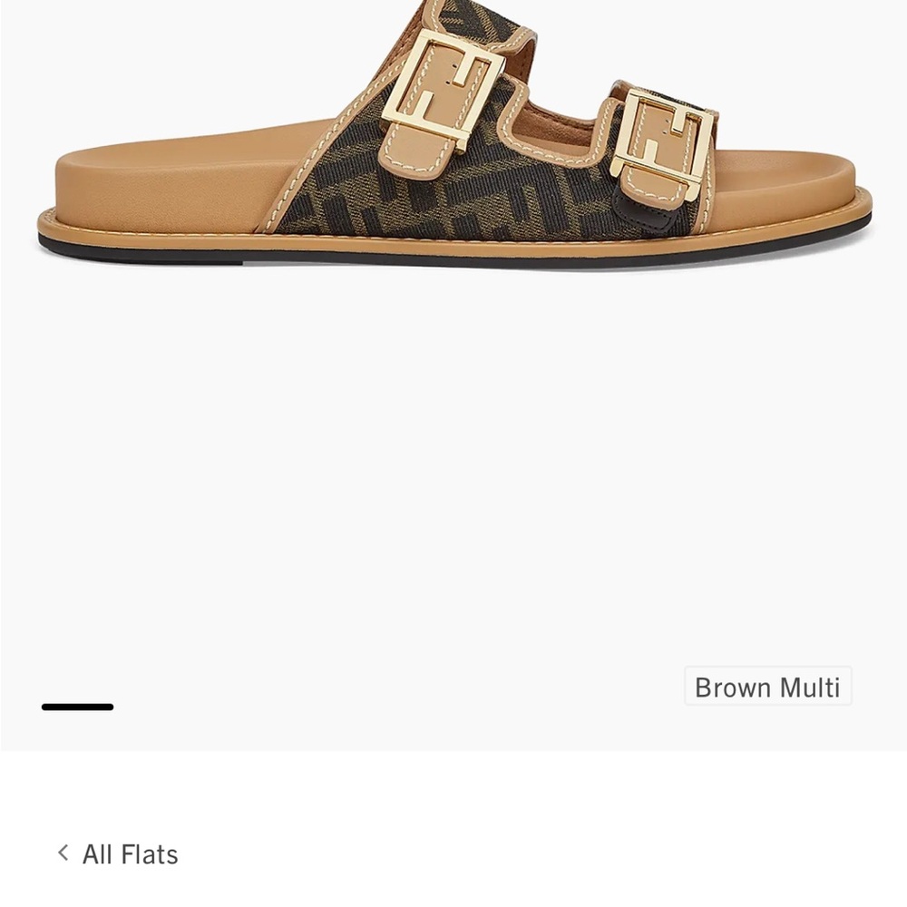 Fendi Logo Canvas Flat Sandals, size 39